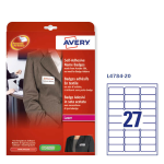 Etichette badge - in seta acetata - angoli arrotondati - laser - rimovibili - 63,5 x 29,6 mm - 27 et/fg - 25 fogli - bianco - Avery